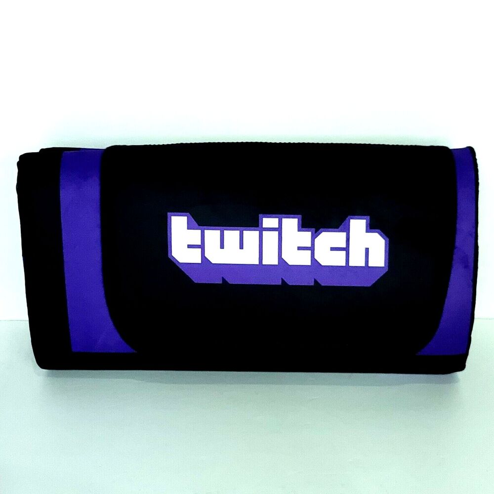 Twitch Logo Picnic Blanket Black Purple Folds For Easy Carry New LOT OF 2